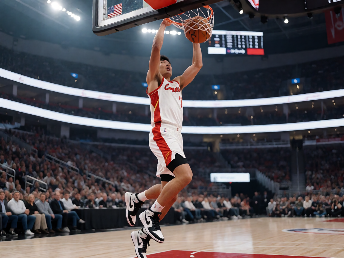 NBA篮球比赛中球员扣篮的精彩瞬间