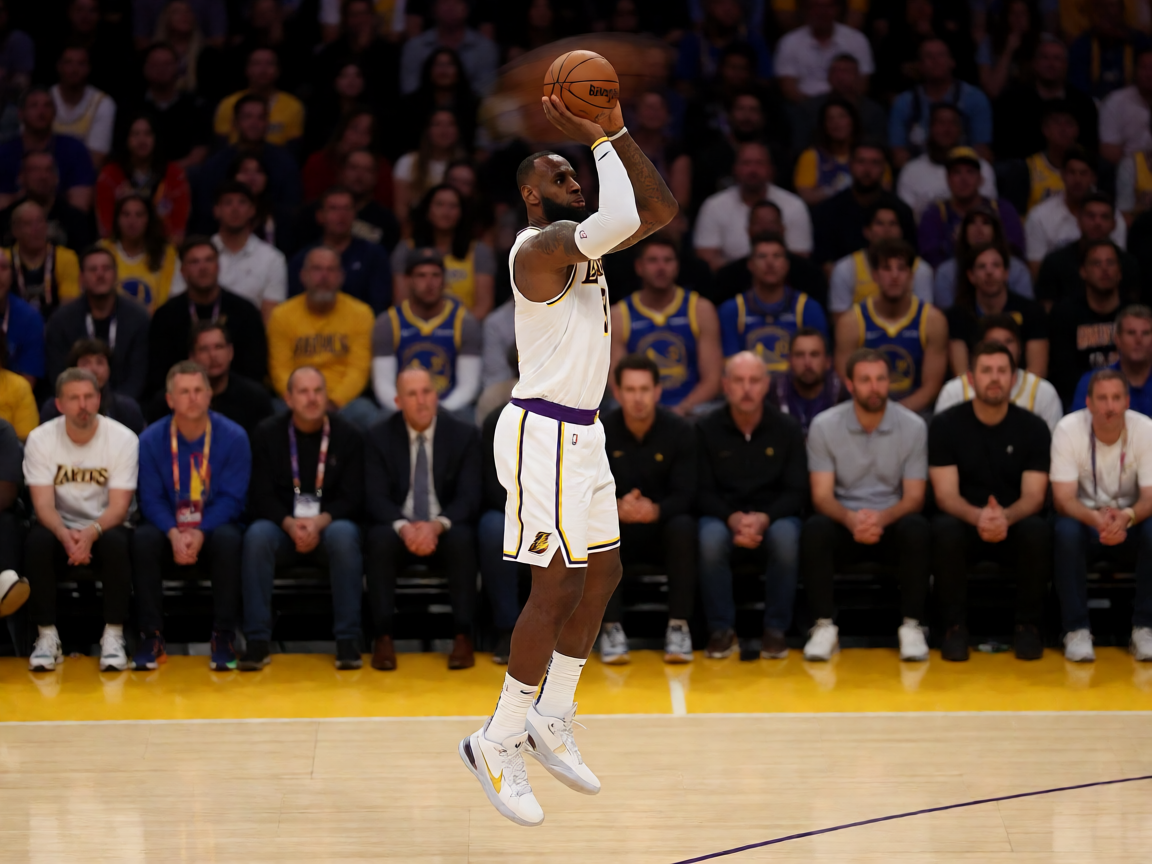 NBA比赛中球员跳投的瞬间